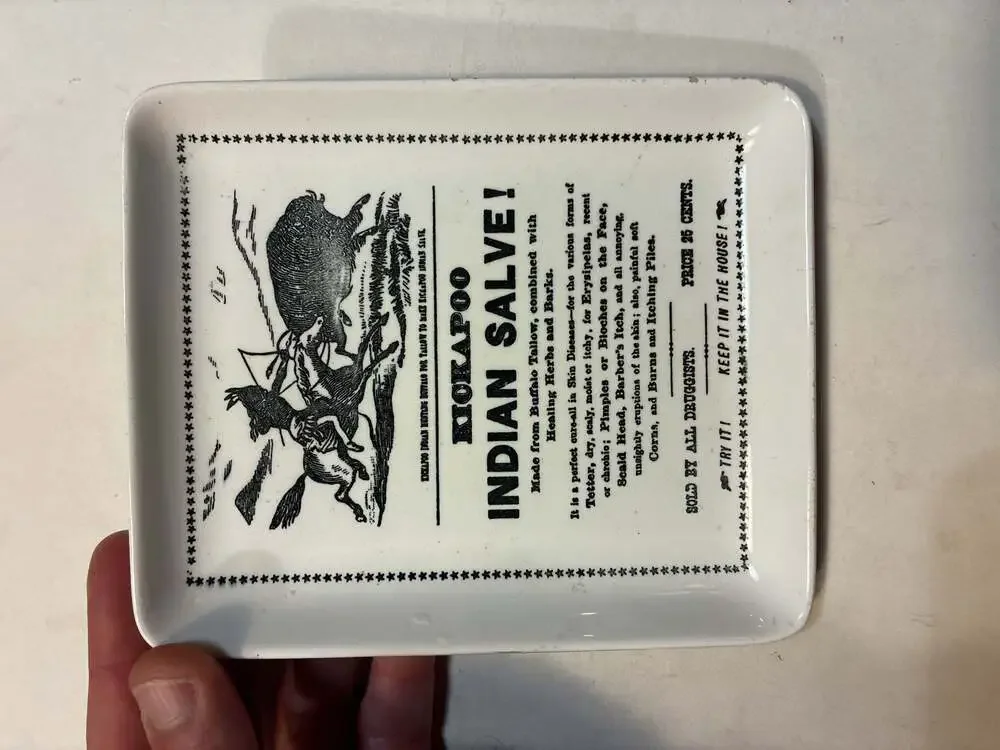 Vintage Old Ads Decorative Trinket Tray Kickapoo Indian Salve Advertising